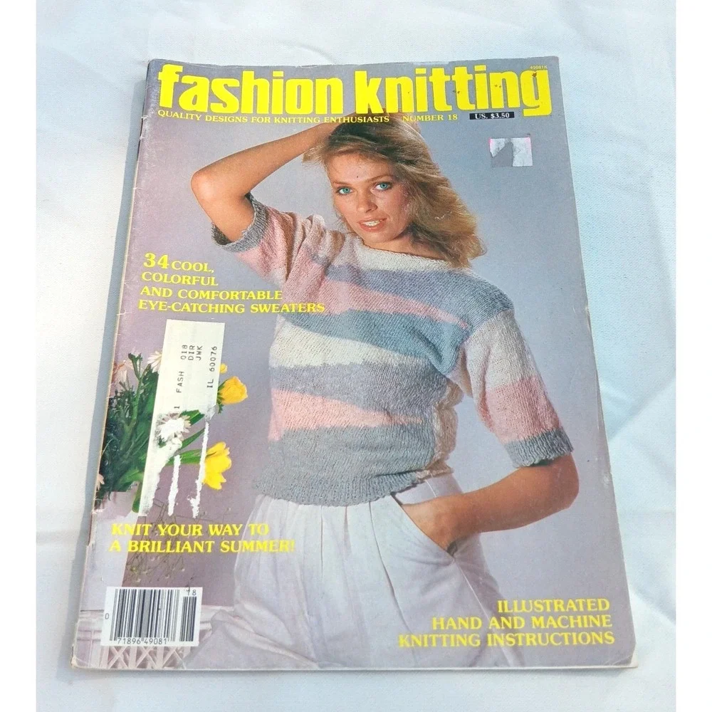 VTG Fashion Knitting Magazine 80s Sweater Patterns Hand‎ Machine Knit No 18
